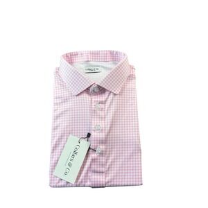 Collars & Co. Pink White Check Men's Dress Collar Polo Shirt Size XLT NWT